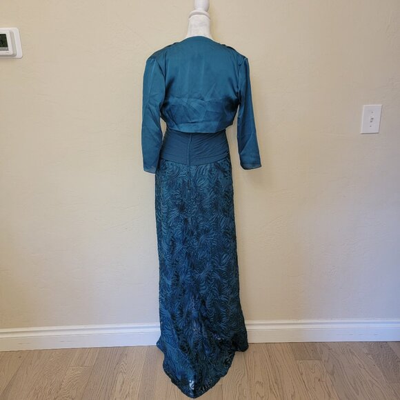 Jade by Jasmine J185068 Teal Lace A-Line Mother of the Bride, Size 2, $199 - Picture 5 of 9